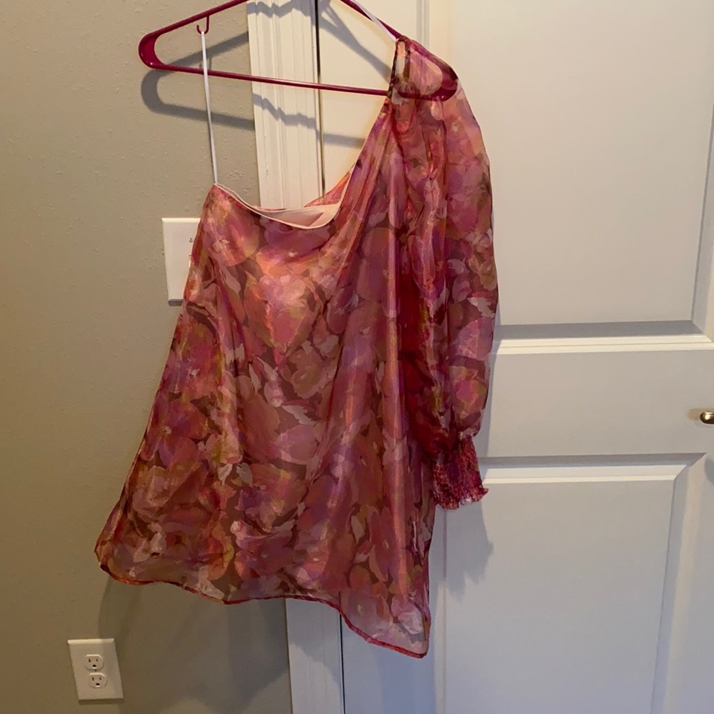 One shoulder organza cocktail dress